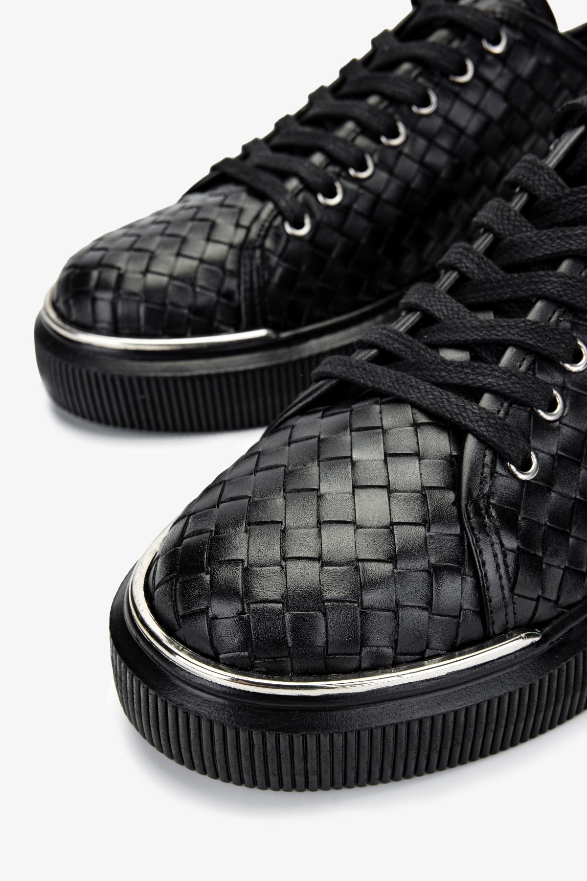 Valmenti Erkek Hakiki Deri Siyah Sneakers & Spor Ayakkabı