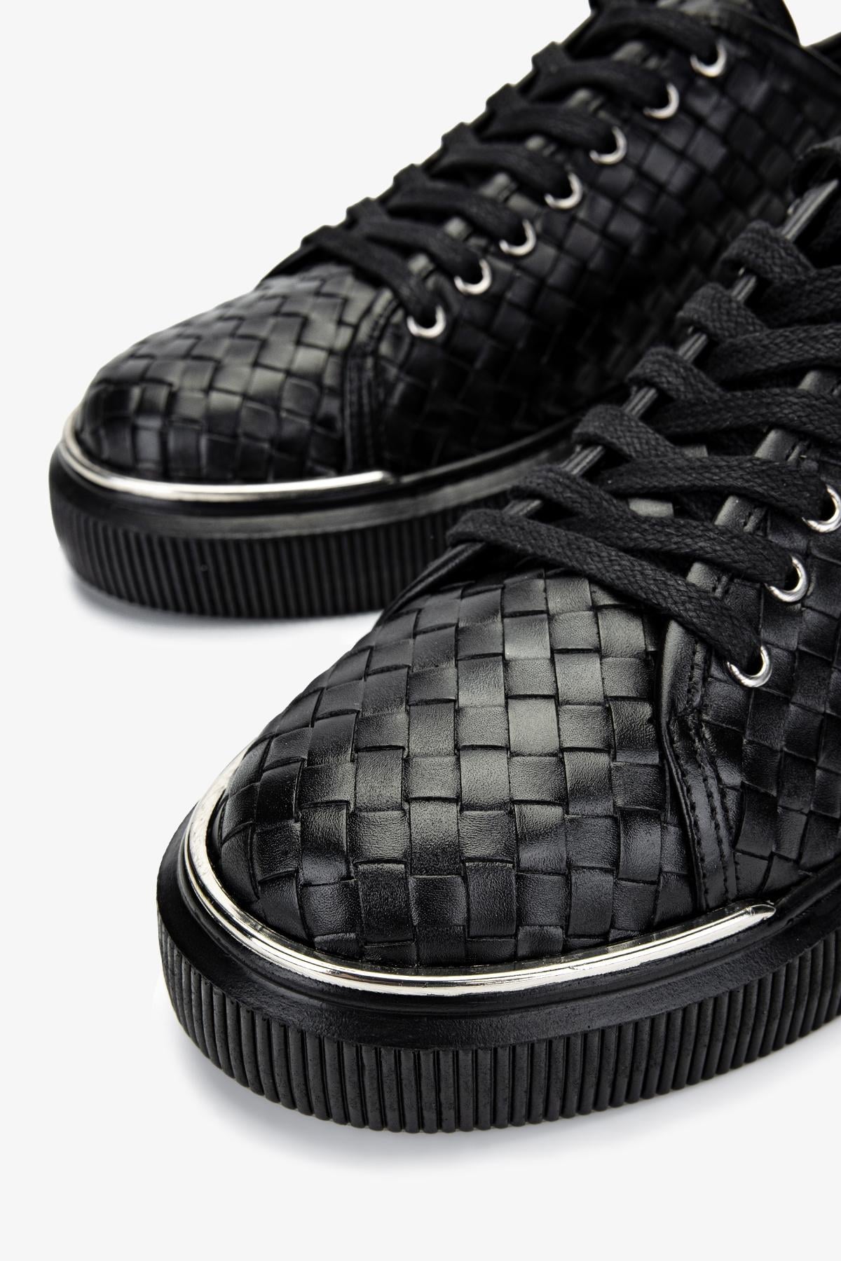  Valmenti Erkek Hakiki Deri Siyah Sneakers & Spor Ayakkabı