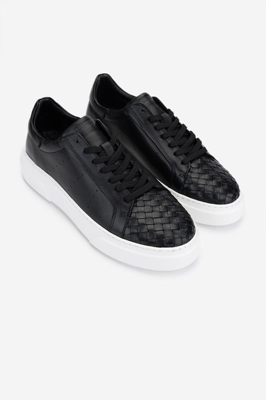  Valmenti Erkek Hakiki Deri Siyah Sneakers & Spor Ayakkabı