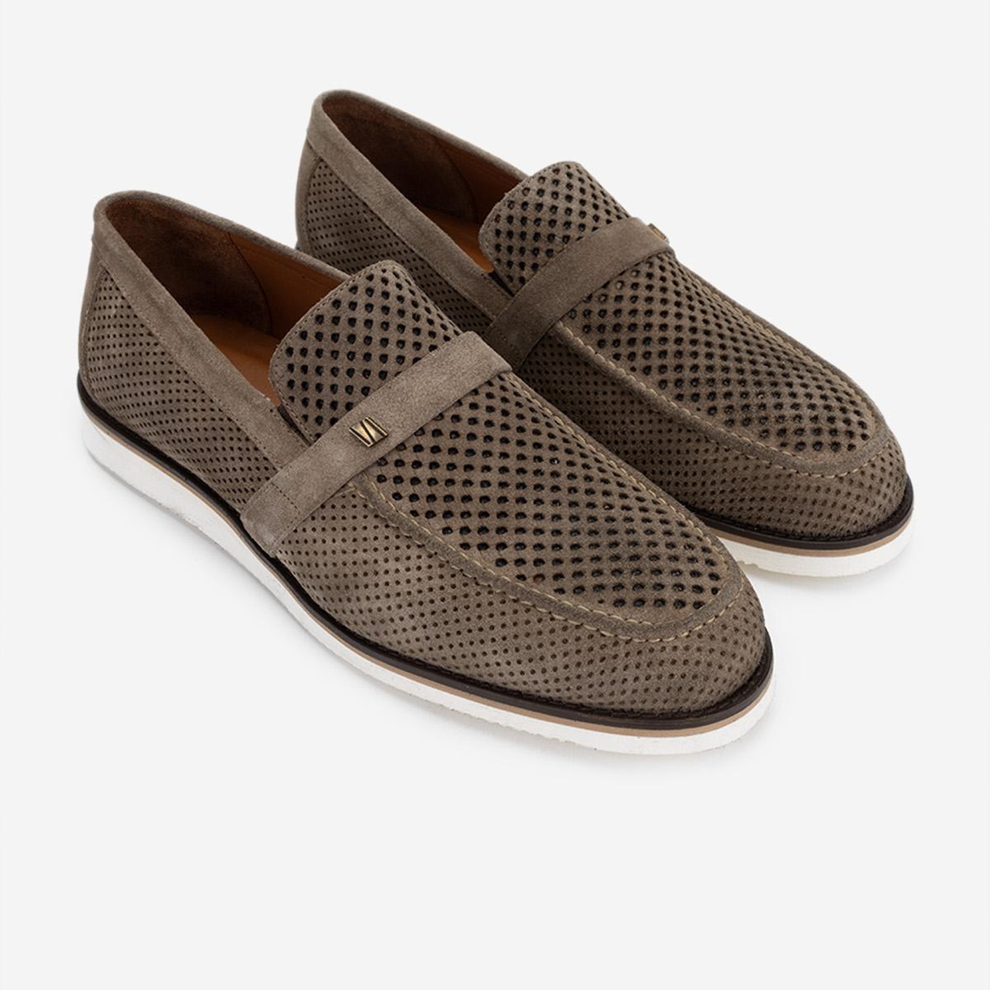 Valmenti Erkek Hakiki Deri Bej Loafer Ayakkabı