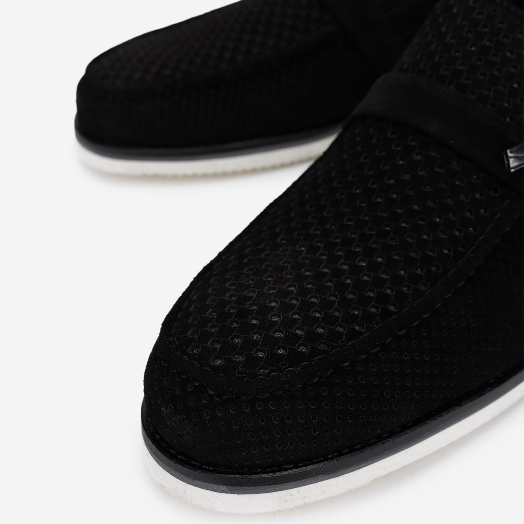 Valmenti Erkek Hakiki Deri Siyah Süet Loafer Ayakkabı