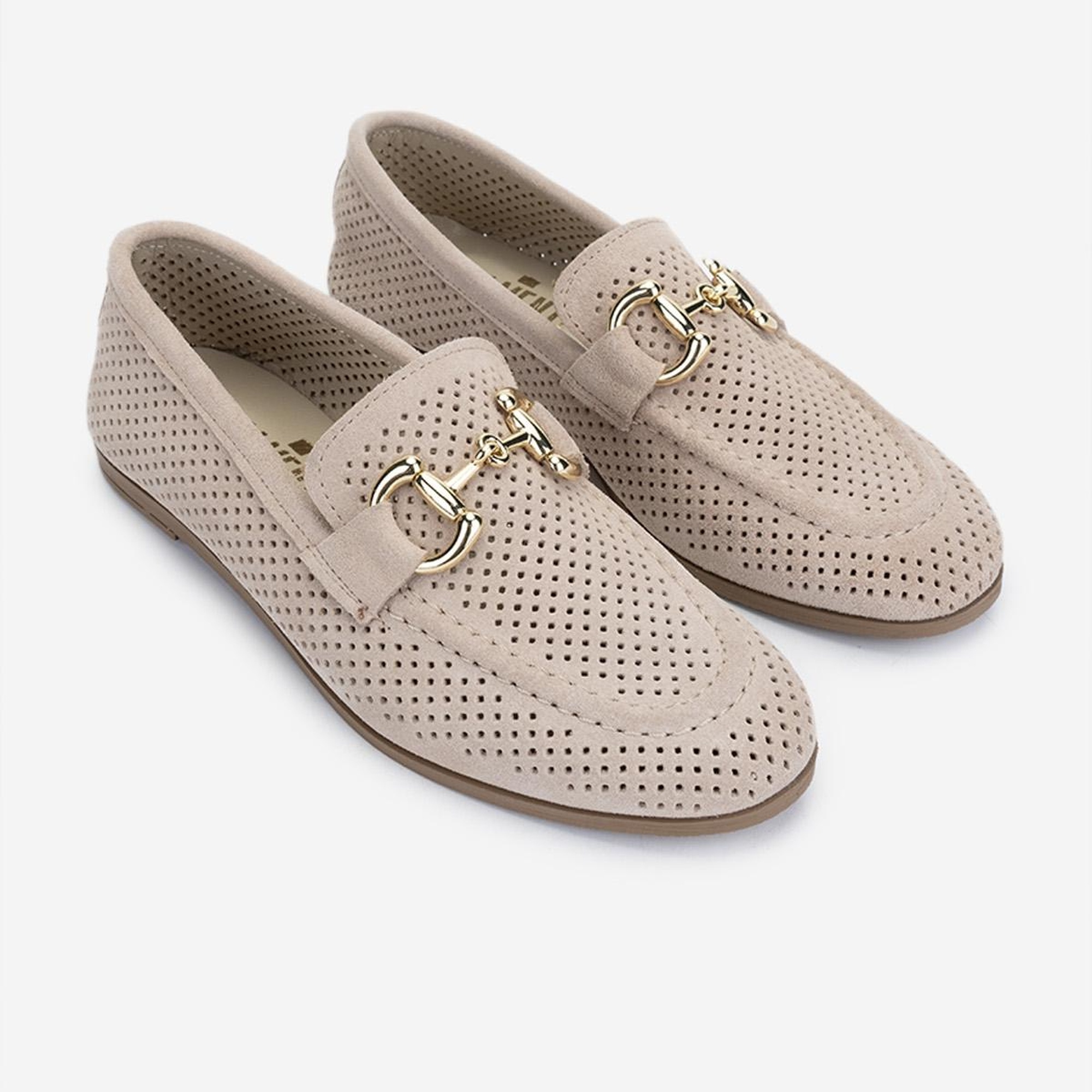 Valmenti Kadın Hakiki Deri Bej Süet Loafer Ayakkabı