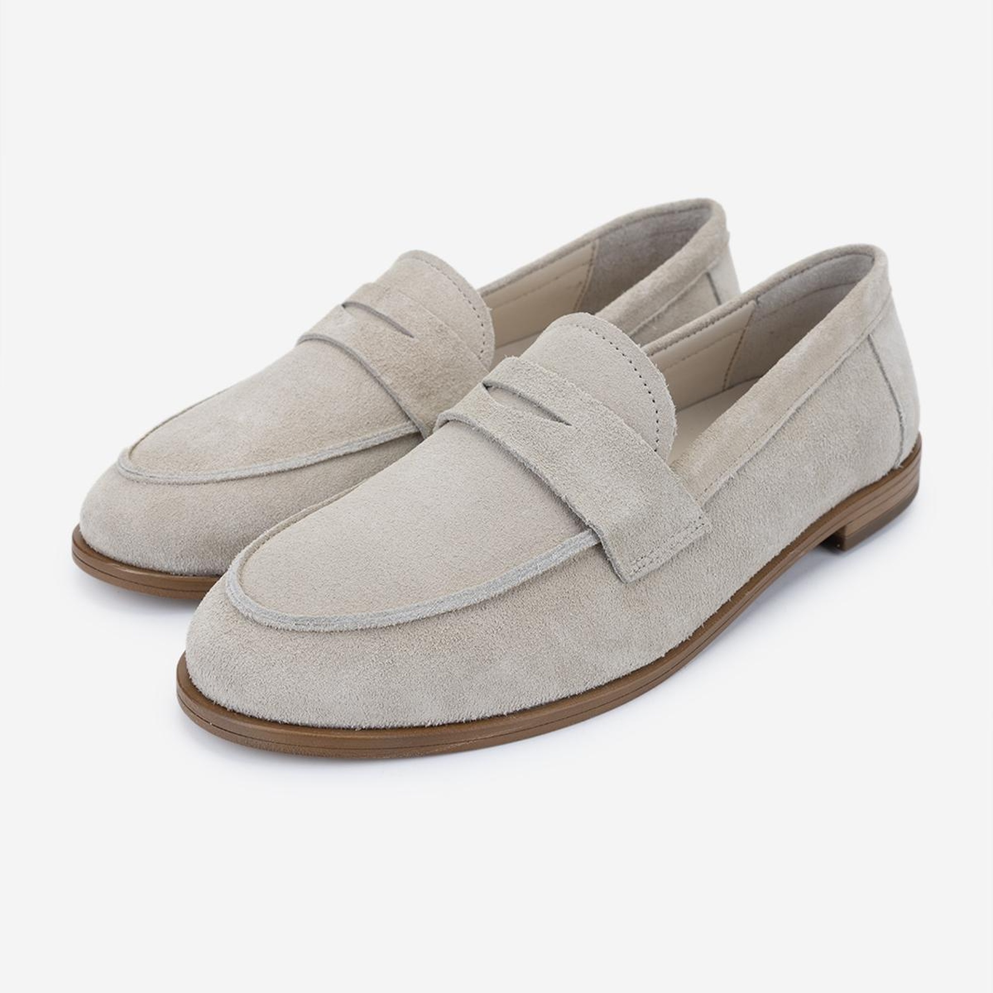 Valmenti Kadın Hakiki Deri Bej Süet Loafer Ayakkabı