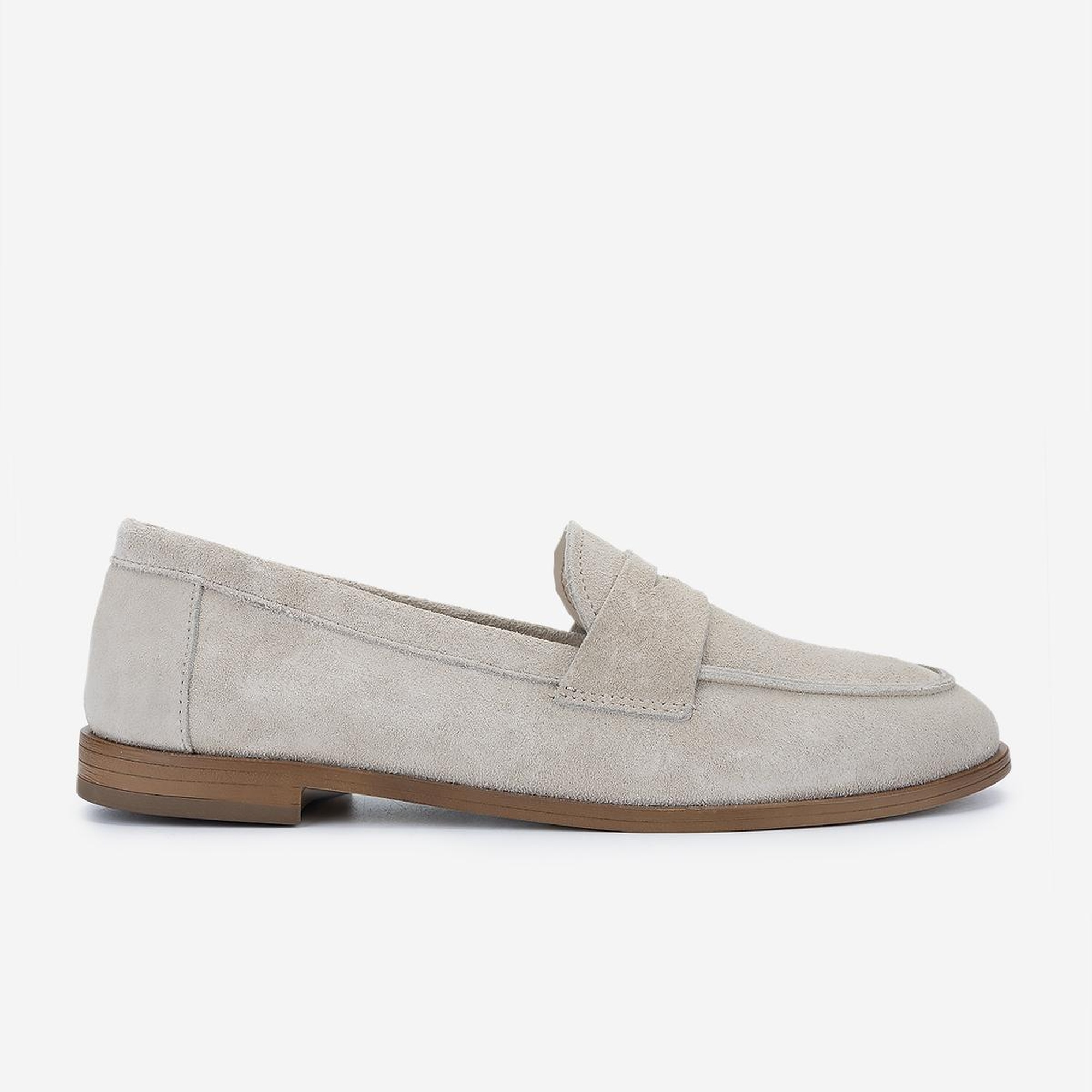 Valmenti Kadın Hakiki Deri Bej Süet Loafer Ayakkabı