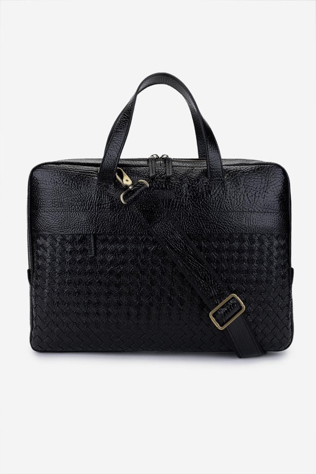  Valmenti Erkek Hakiki Deri Siyah Floter Evrak Çantası