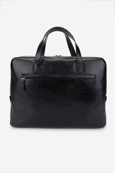  Valmenti Erkek Hakiki Deri Siyah Floter Evrak Çantası