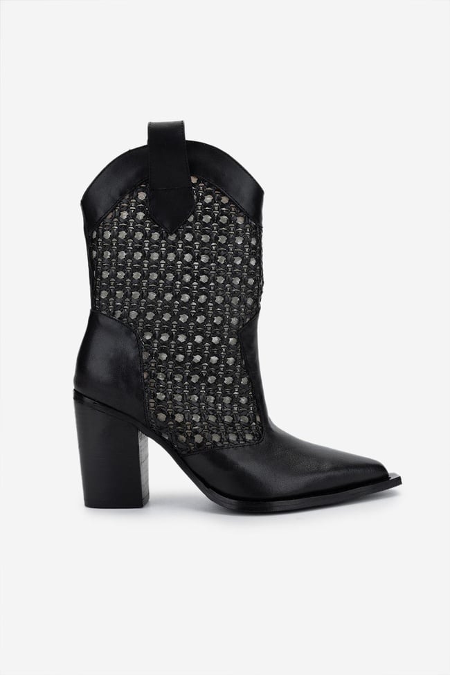  Valmenti Kadın Deri & Tekstil Siyah Deri Topuklu Çizme