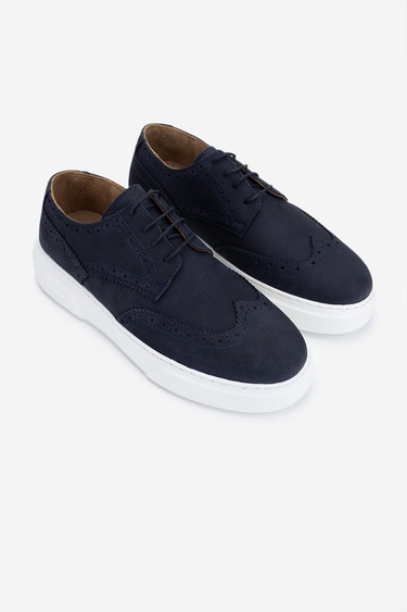  Valmenti Erkek Hakiki Deri Lacivert Nubuk Sneakers & Spor Ayakkabı