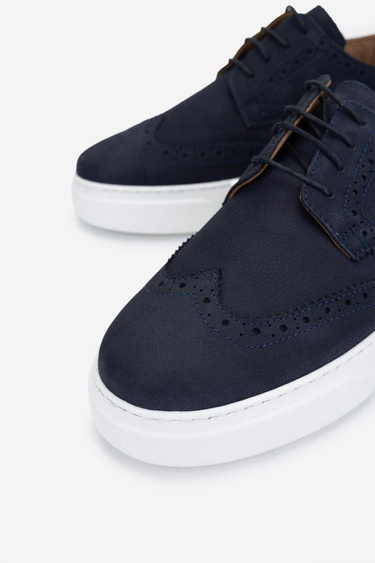  Valmenti Erkek Hakiki Deri Lacivert Nubuk Sneakers & Spor Ayakkabı