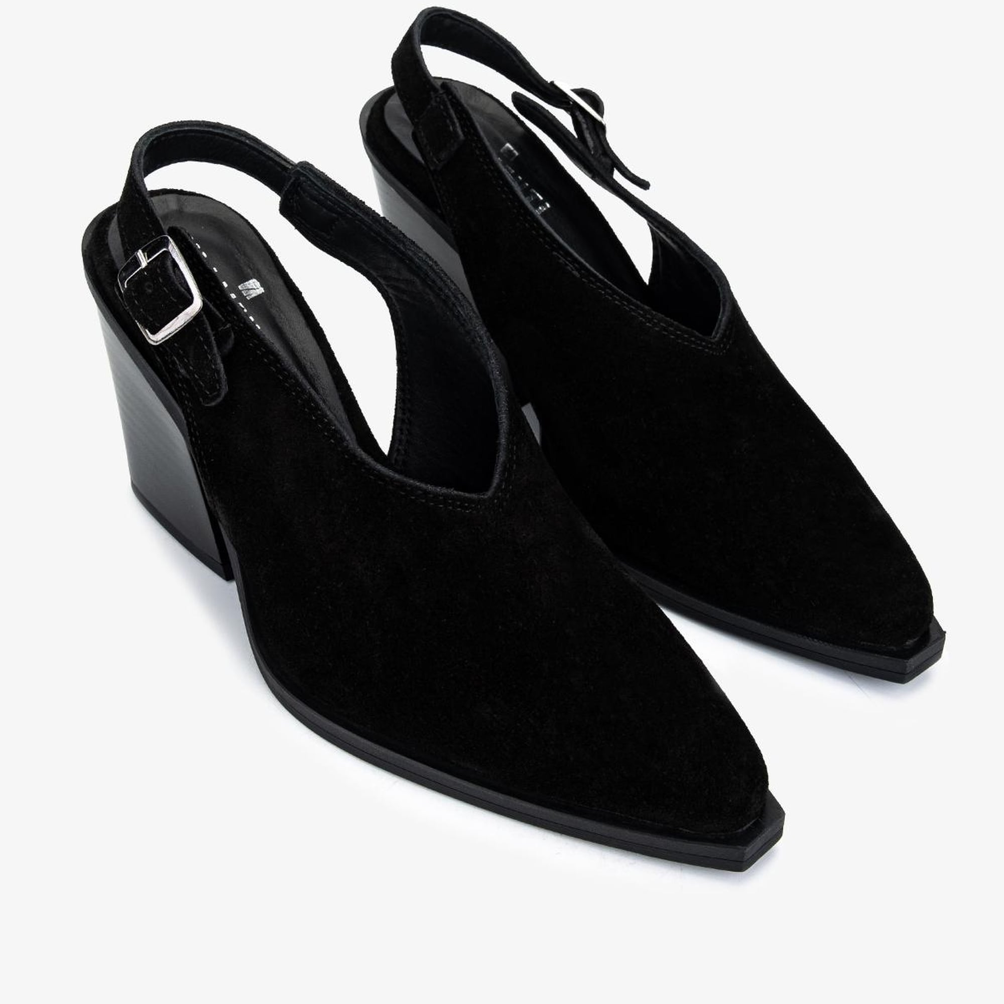 Valmenti Kadın Hakiki Deri Siyah Süet Topuklu Ayakkabı