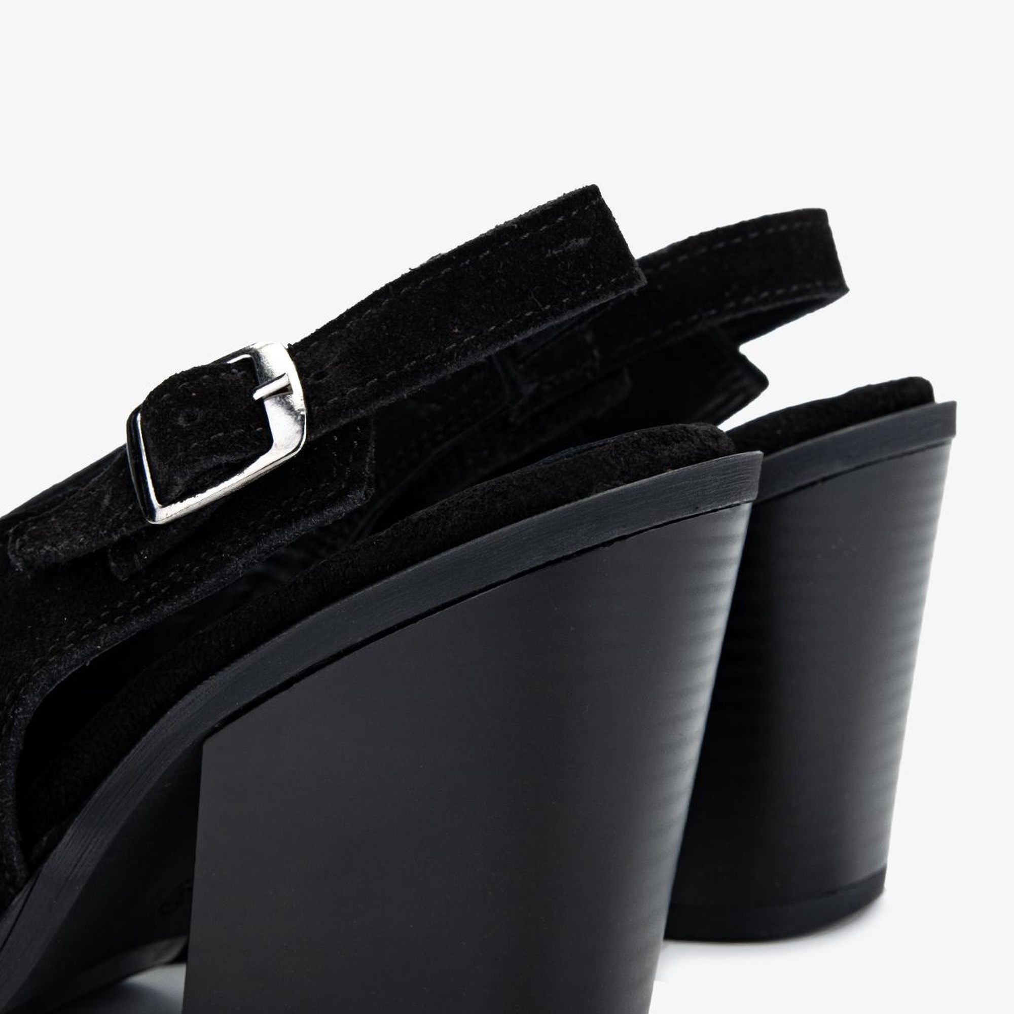 Valmenti Kadın Hakiki Deri Siyah Süet Topuklu Ayakkabı