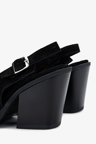  Valmenti Kadın Hakiki Deri Siyah Süet Topuklu Ayakkabı