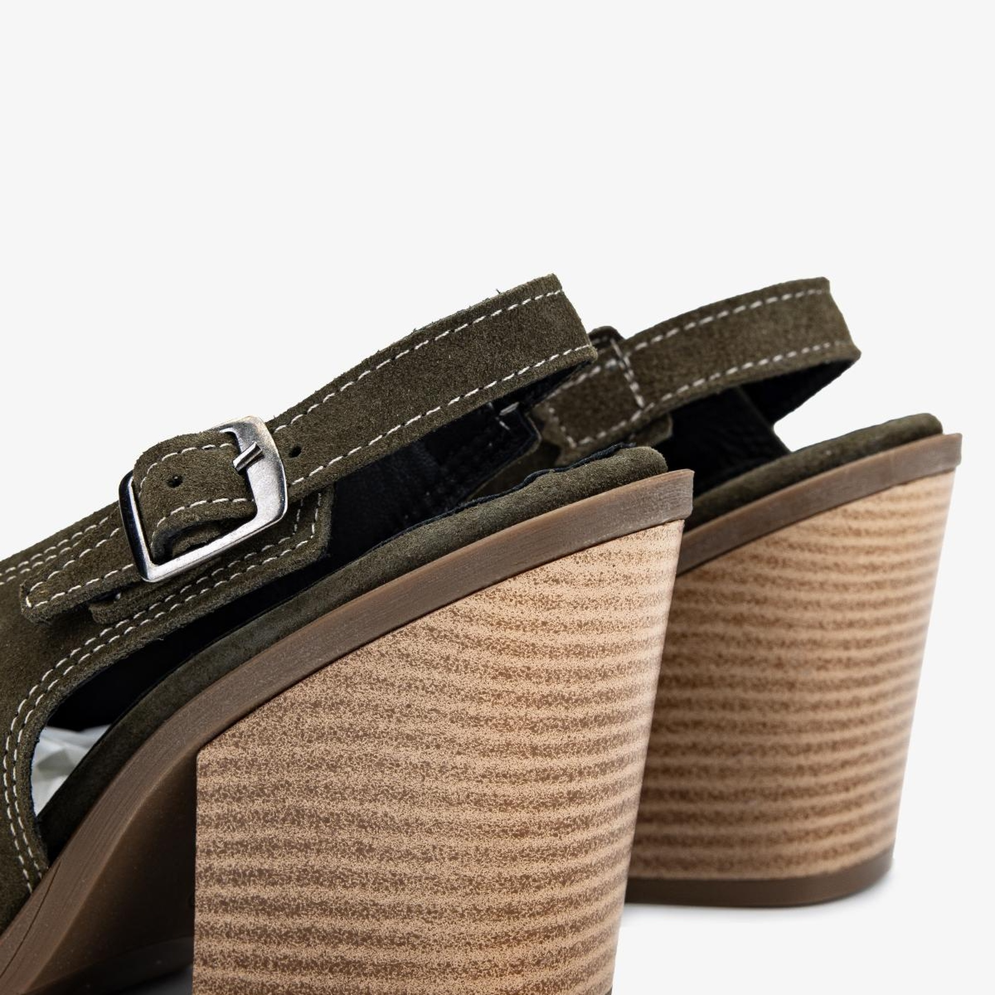 Valmenti Kadın Hakiki Deri Haki Süet Topuklu Ayakkabı