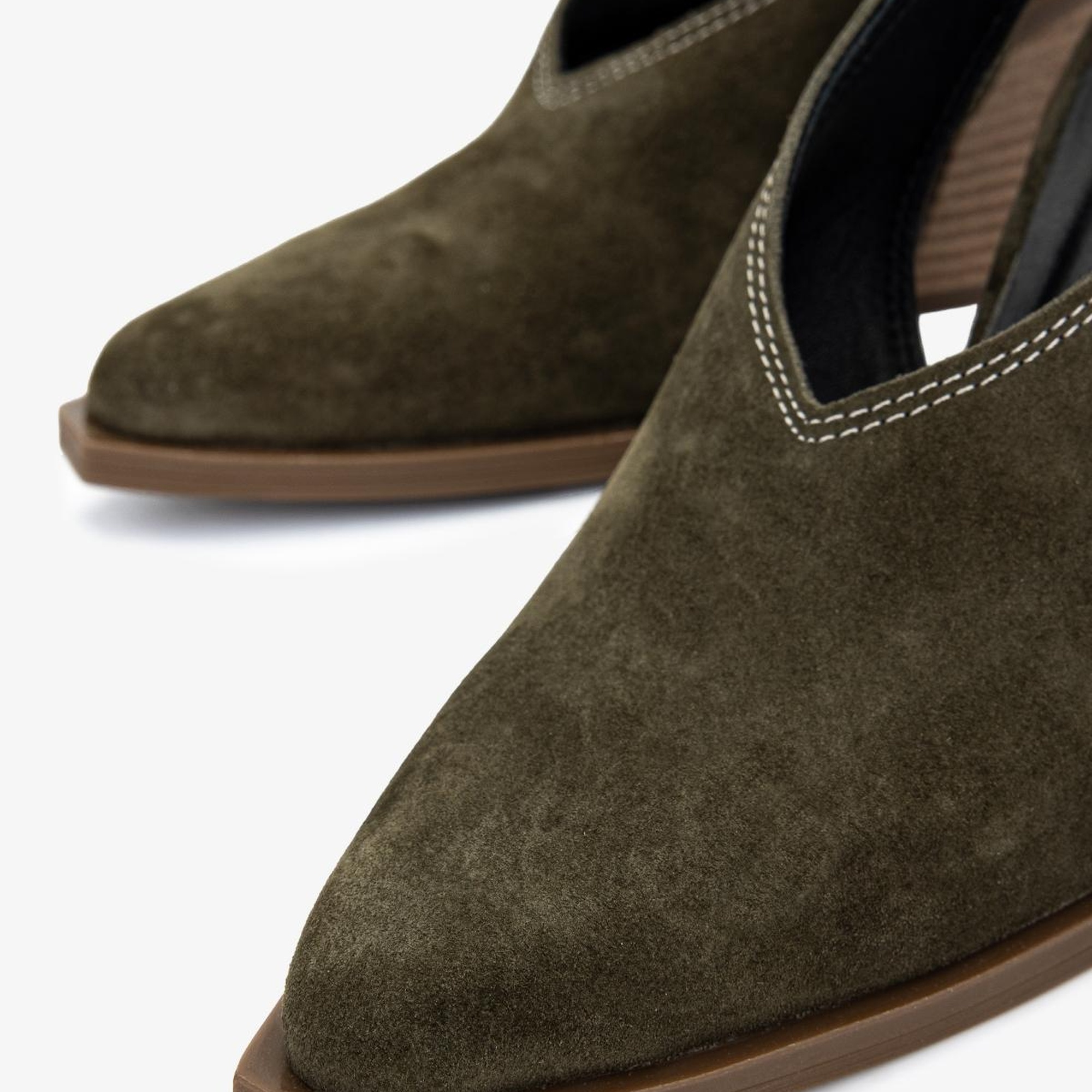 Valmenti Kadın Hakiki Deri Haki Süet Topuklu Ayakkabı