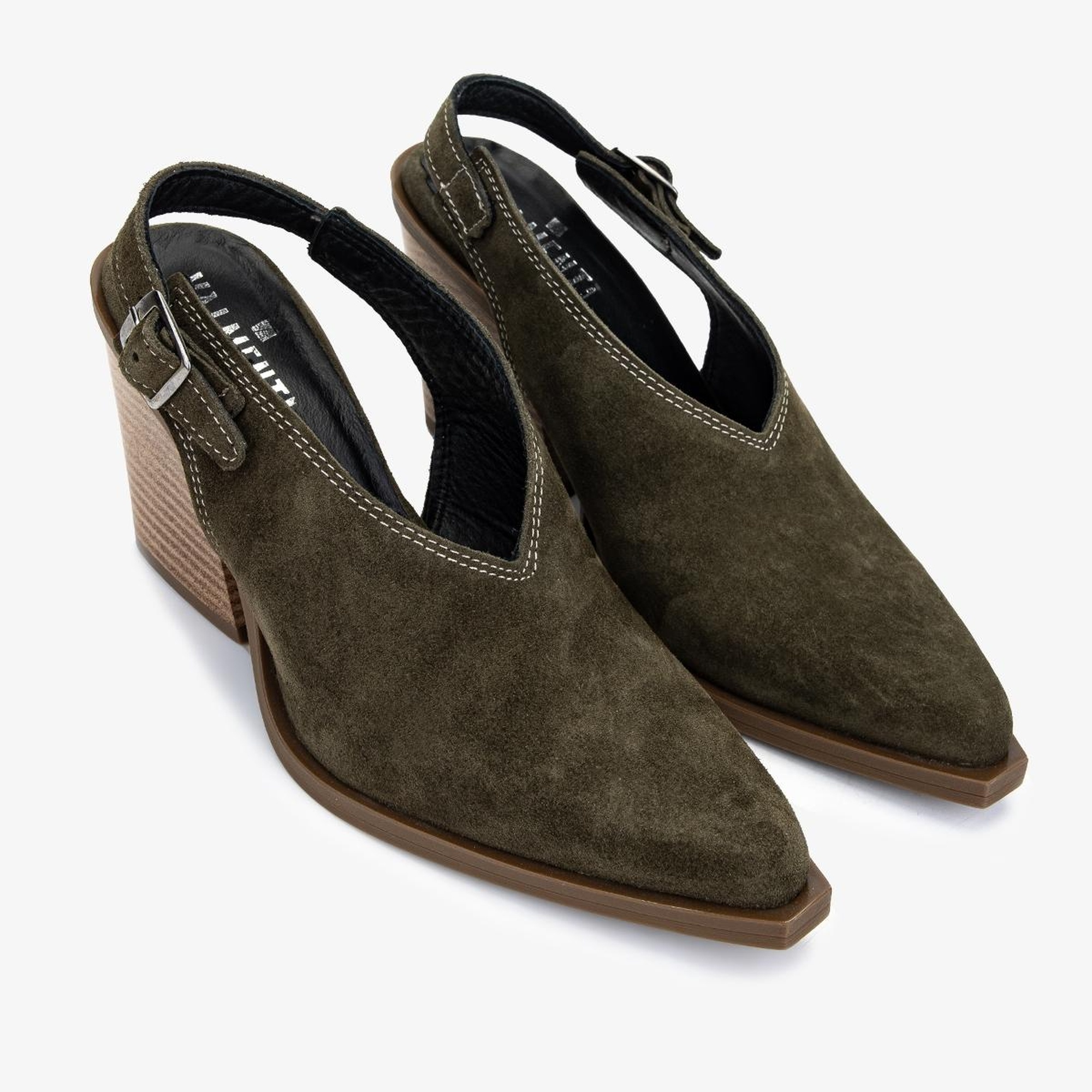 Valmenti Kadın Hakiki Deri Haki Süet Topuklu Ayakkabı