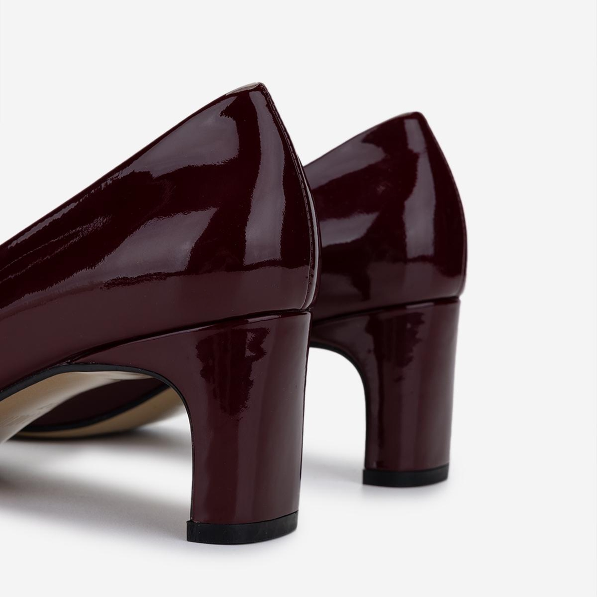 Valmenti Kadın Hakiki Deri Bordo Rugan Topuklu Ayakkabı