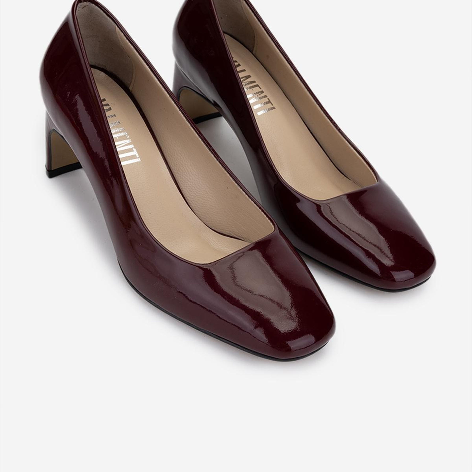 Valmenti Kadın Hakiki Deri Bordo Rugan Topuklu Ayakkabı