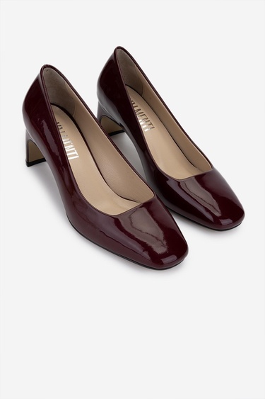  Valmenti Kadın Hakiki Deri Bordo Rugan Topuklu Ayakkabı