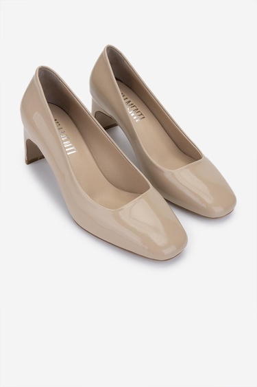  Valmenti Kadın Hakiki Deri Bej Topuklu Ayakkabı