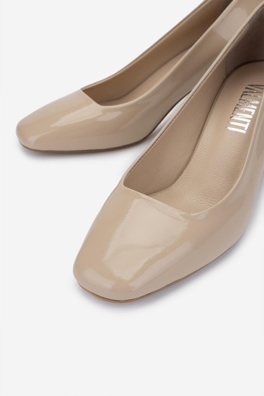  Valmenti Kadın Hakiki Deri Bej Topuklu Ayakkabı