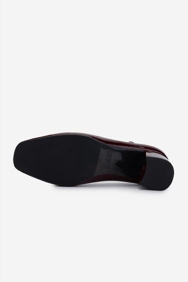  Valmenti Kadın Hakiki Deri Bordo Rugan Topuklu Ayakkabı