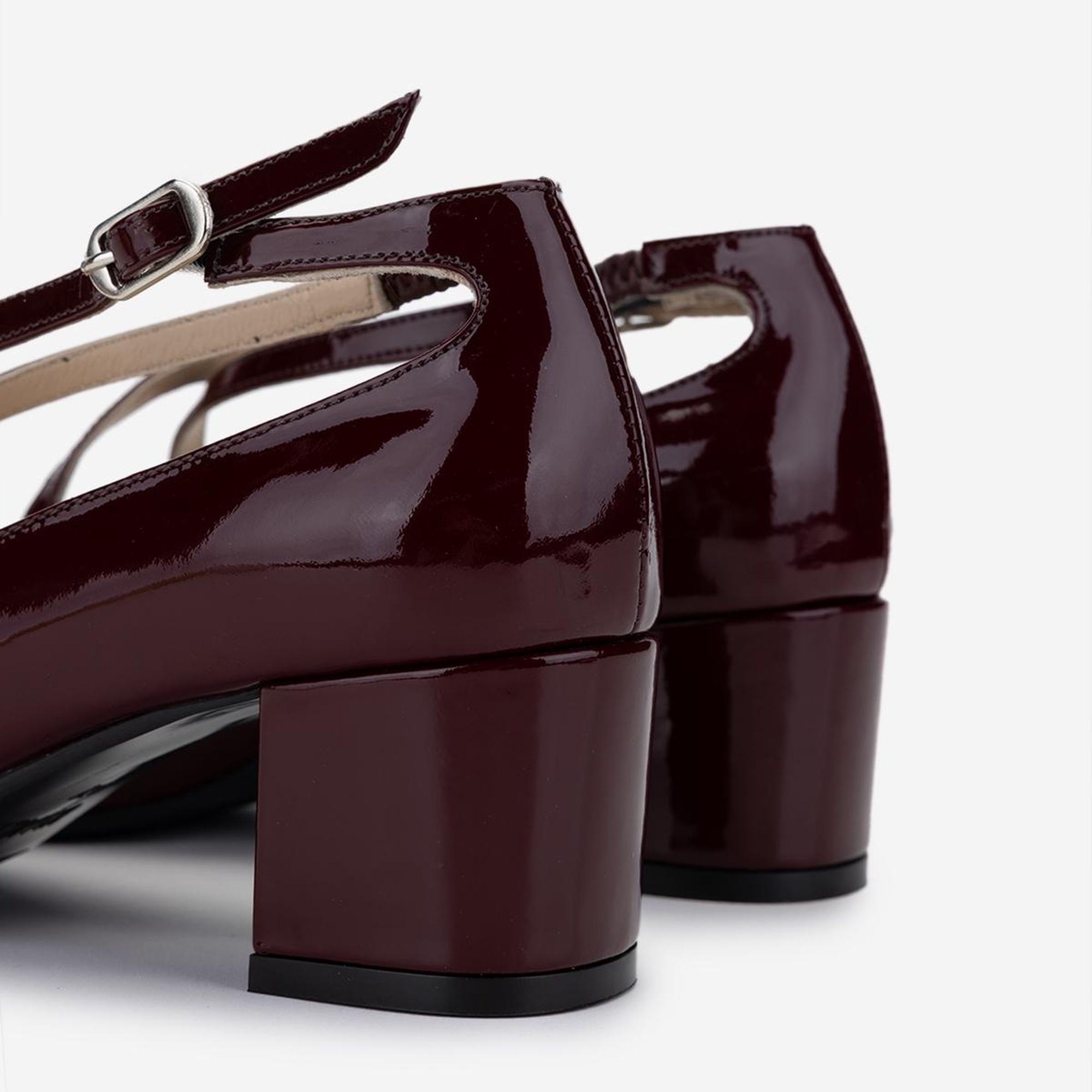 Valmenti Kadın Hakiki Deri Bordo Rugan Topuklu Ayakkabı