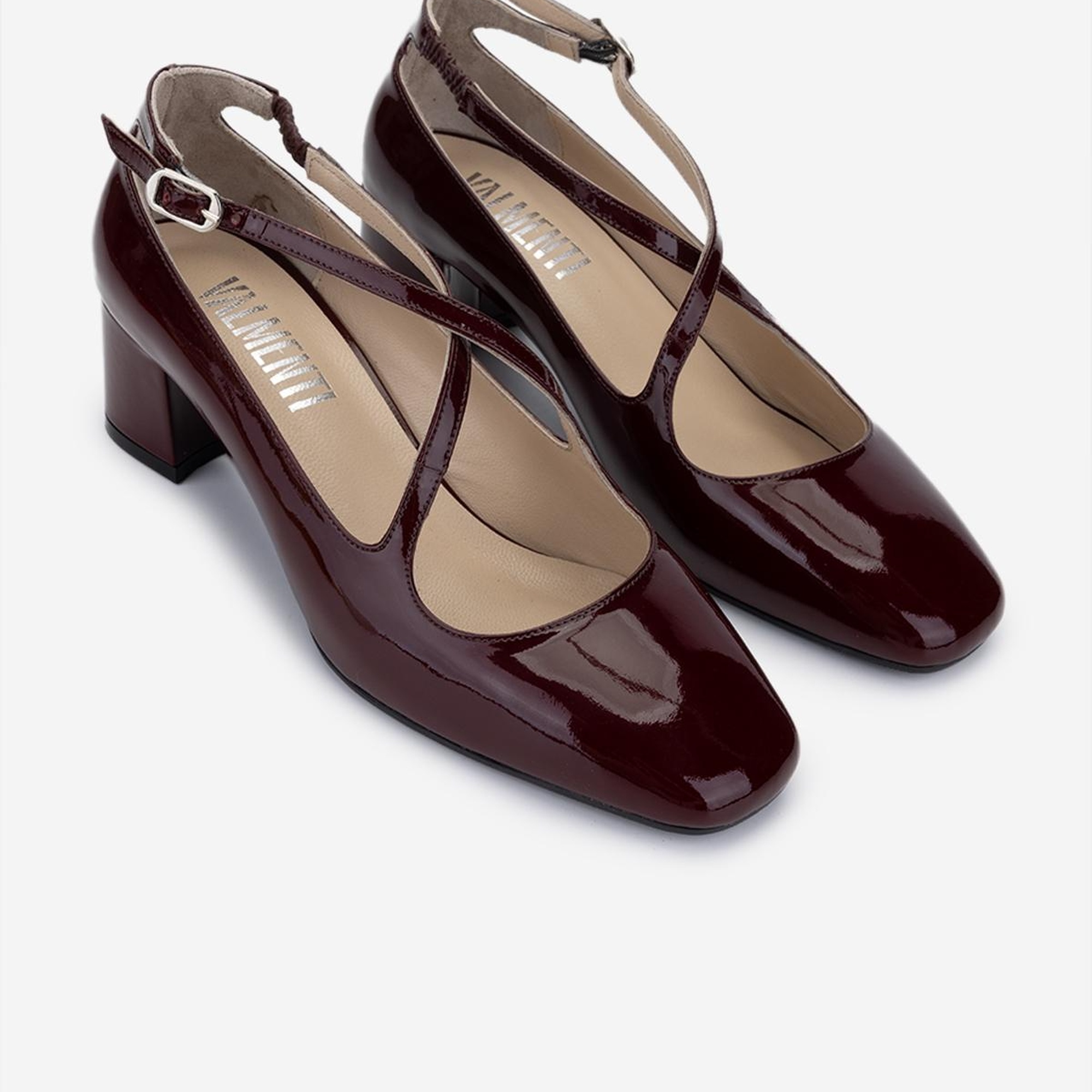 Valmenti Kadın Hakiki Deri Bordo Rugan Topuklu Ayakkabı