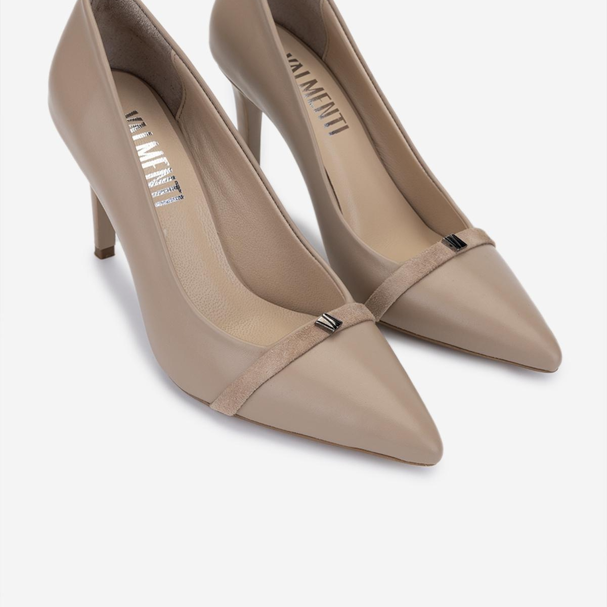 Valmenti Kadın Hakiki Deri Bej Topuklu Ayakkabı