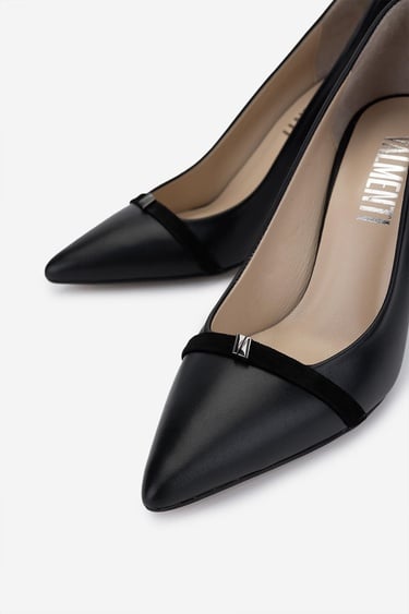  Valmenti Kadın Hakiki Deri Siyah Deri Topuklu Ayakkabı