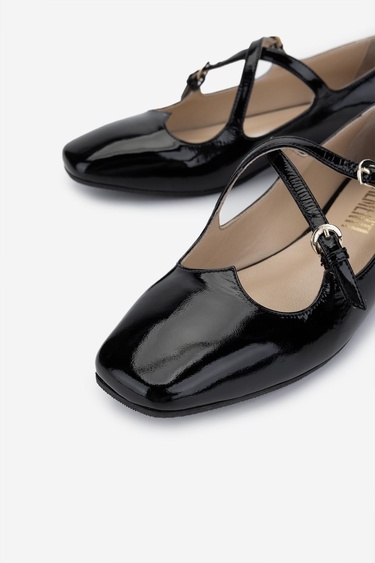  Valmenti Kadın Hakiki Deri Siyah Rugan Casual Ayakkabı