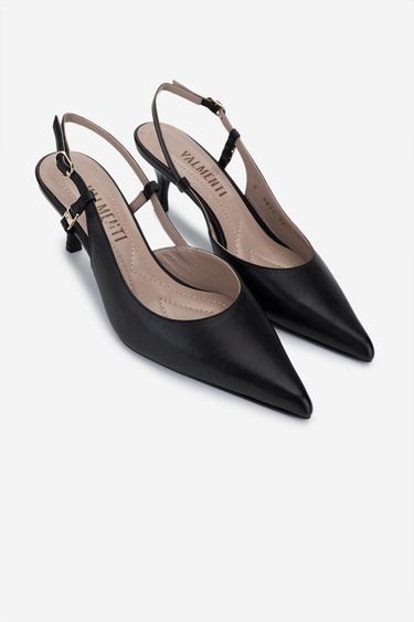  Valmenti Kadın Siyah Deri Topuklu Ayakkabı