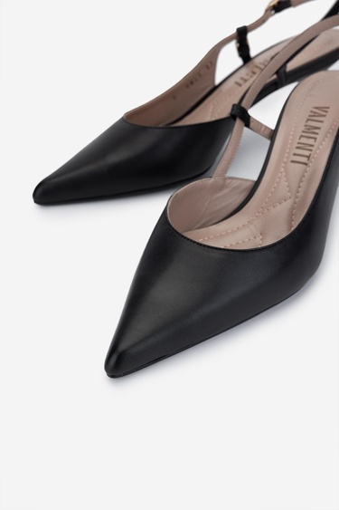  Valmenti Kadın Siyah Deri Topuklu Ayakkabı