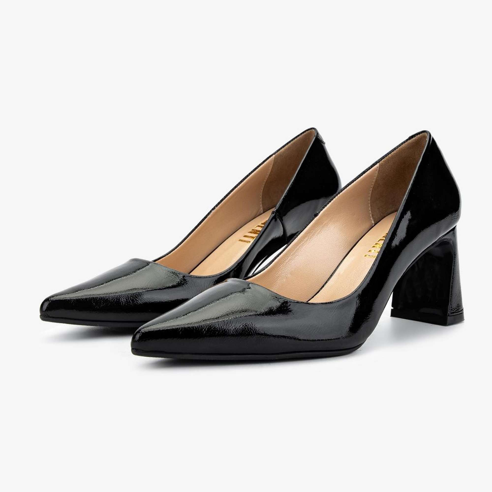 Valmenti Kadın Hakiki Deri Siyah Rugan Topuklu Ayakkabı