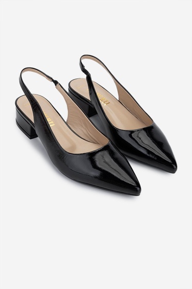  Valmenti Kadın Hakiki Deri Siyah Topuklu Ayakkabı