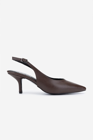  Valmenti Kadın Vegan Kahverengi Deri Topuklu Ayakkabı