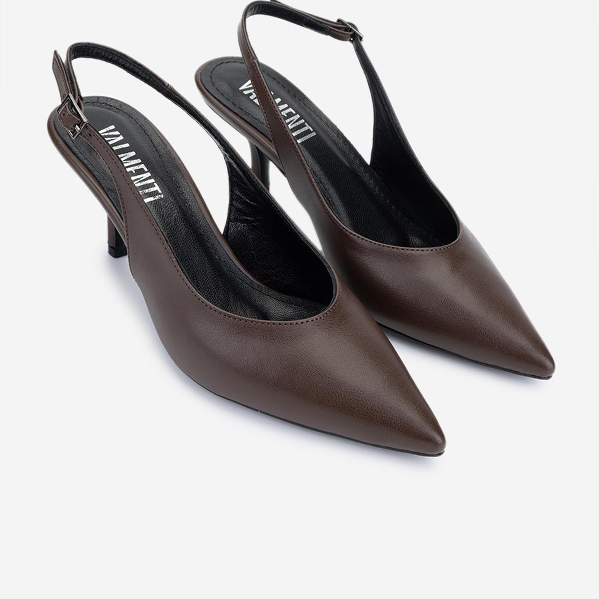 Valmenti Kadın Vegan Kahverengi Deri Topuklu Ayakkabı
