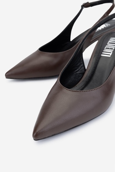  Valmenti Kadın Vegan Kahverengi Deri Topuklu Ayakkabı