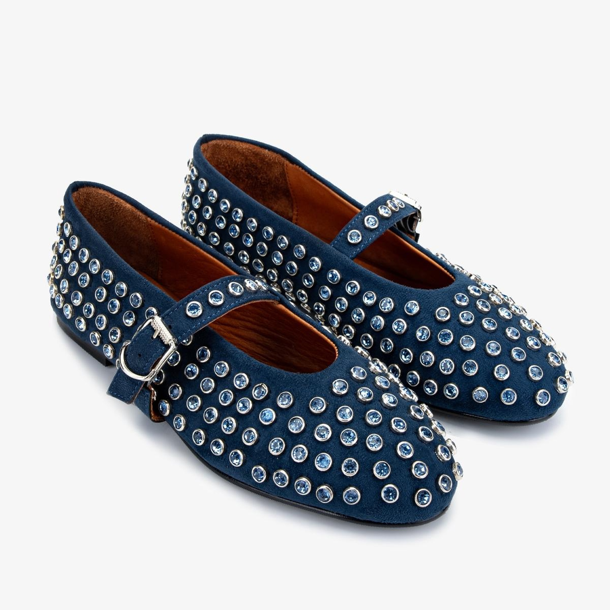 Valmenti Kadın Hakiki Deri Mavi Süet Babet Ayakkabı