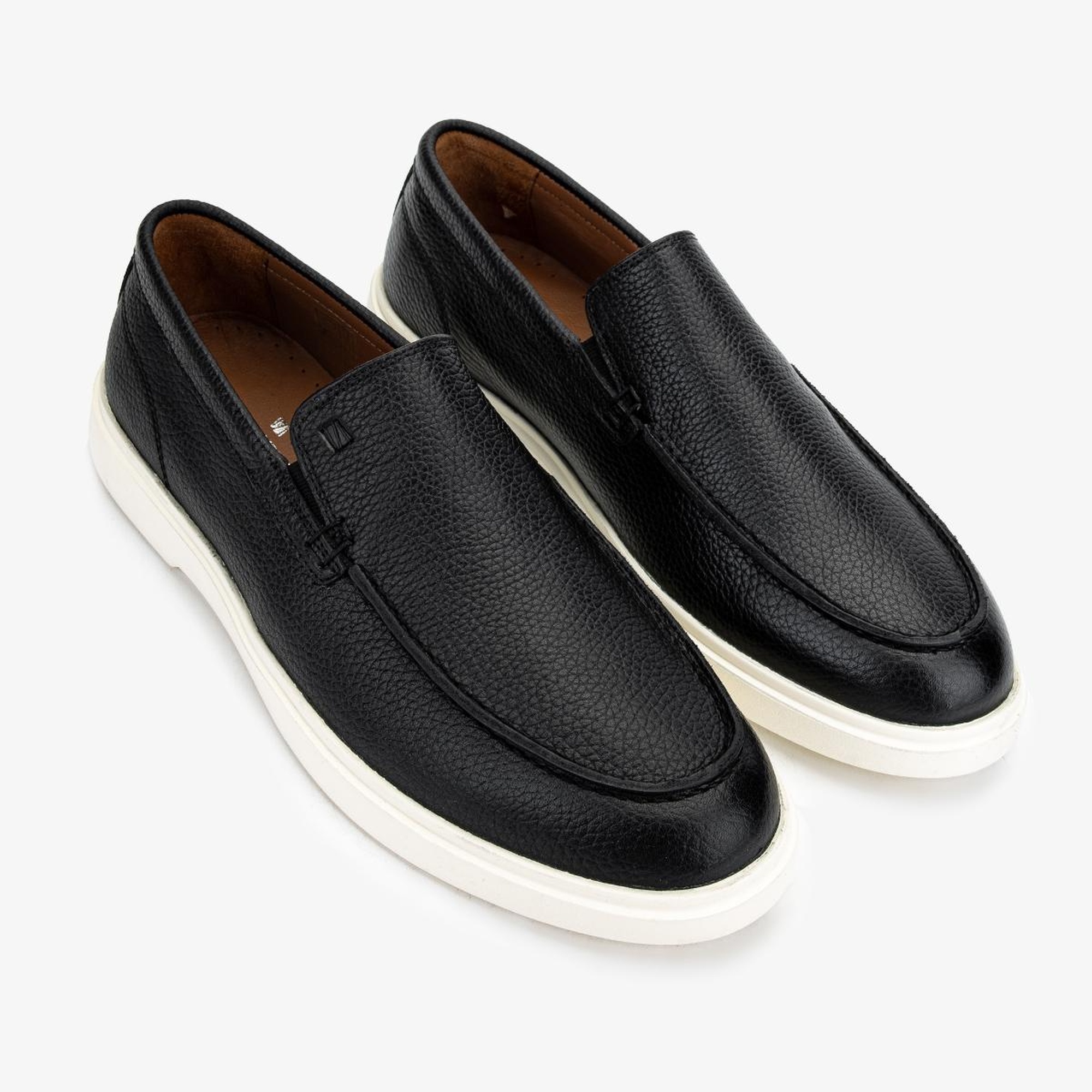 Valmenti Erkek Hakiki Deri Siyah Floter Loafer Ayakkabı