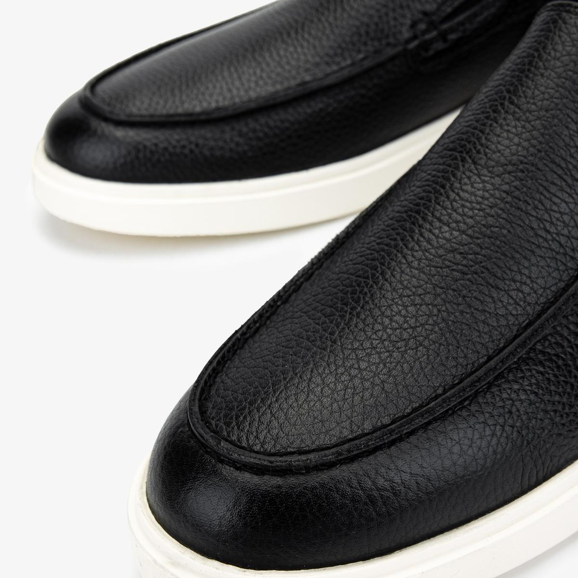 Valmenti Erkek Hakiki Deri Siyah Floter Loafer Ayakkabı