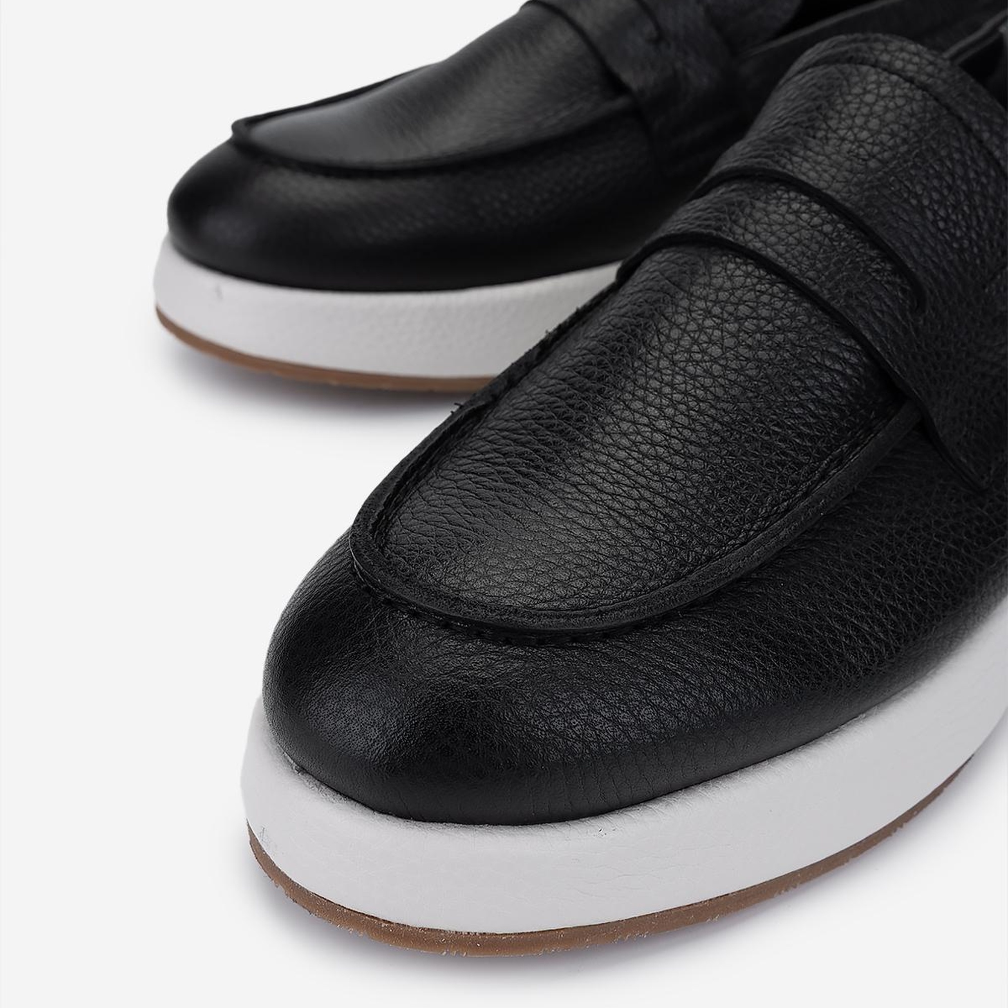 Valmenti Erkek Hakiki Deri Siyah Floter Loafer Ayakkabı