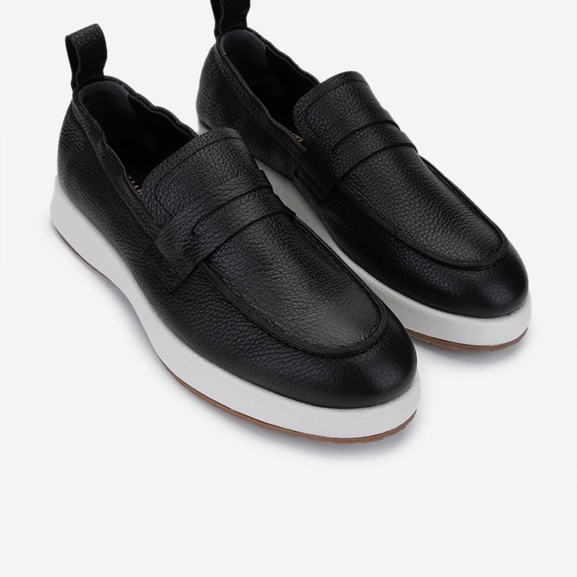 Valmenti Erkek Hakiki Deri Siyah Floter Loafer Ayakkabı