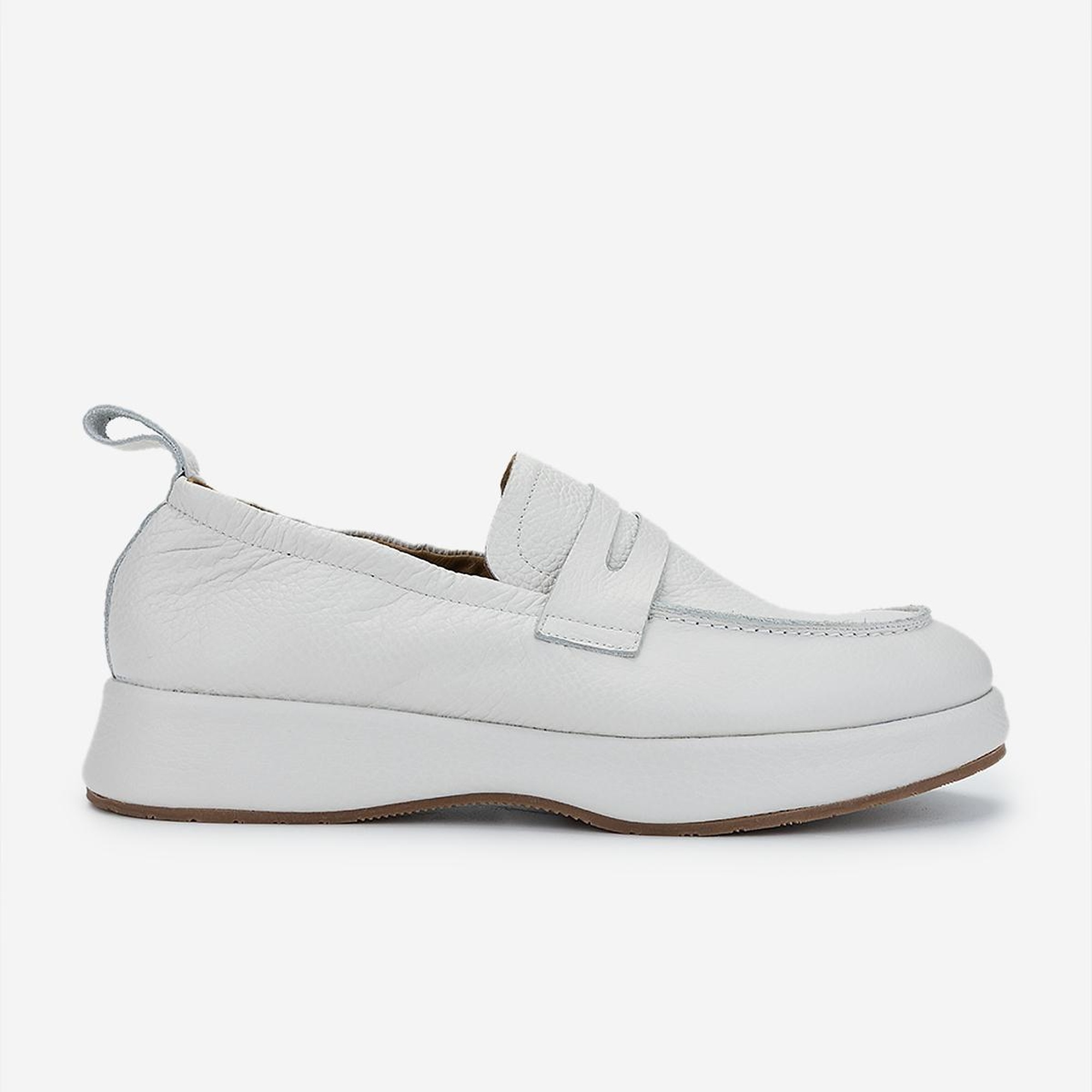 Valmenti Erkek Hakiki Deri Kırık Beyaz Loafer Ayakkabı