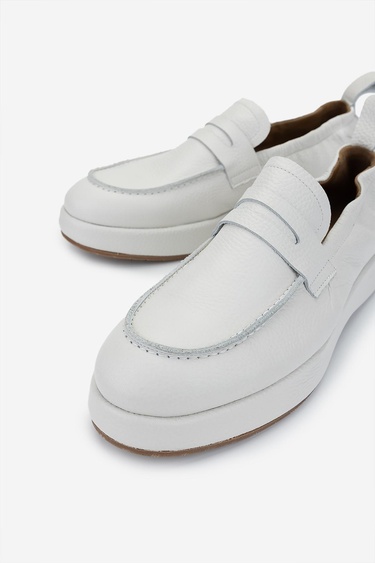  Valmenti Erkek Hakiki Deri Kırık Beyaz Loafer Ayakkabı