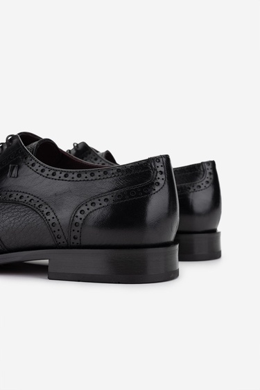  Valmenti Erkek Hakiki Deri Siyah Klasik Ayakkabı