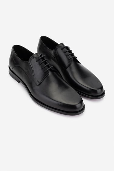  Valmenti Erkek Hakiki Deri Siyah Deri Klasik Ayakkabı