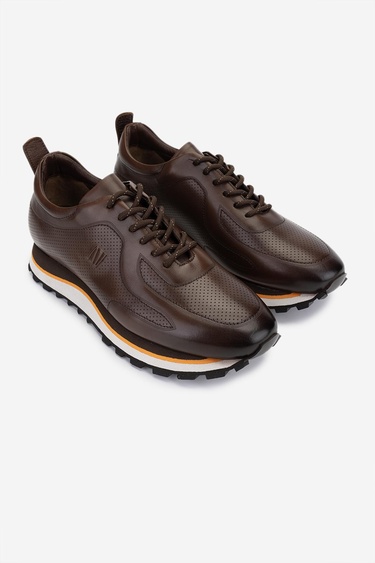  Valmenti Erkek Hakiki Deri Kahverengi Sneakers & Spor Ayakkabı
