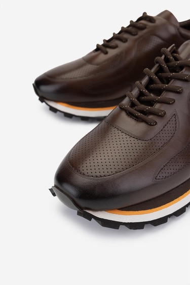  Valmenti Erkek Hakiki Deri Kahverengi Sneakers & Spor Ayakkabı