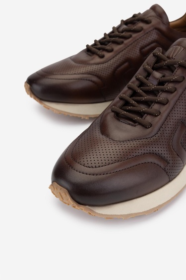  Valmenti Erkek Hakiki Deri Kahverengi Sneakers & Spor Ayakkabı