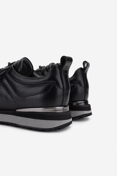  Valmenti Erkek Hakiki Deri Siyah Sneakers & Spor Ayakkabı